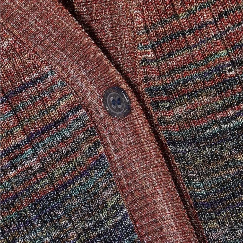 MISSONI Degradé Metallic Crochet Knit Cardigan in‎ Red, Sz XS